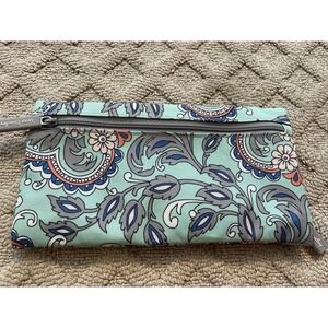 Vera Bradley Lighten Up Pencil Pouch FAN FLOWERS Makeup Case Mask‎